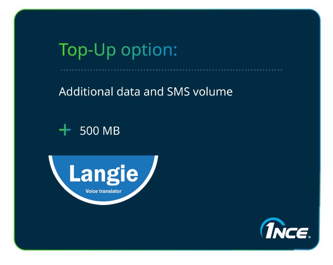 SIM-kort - datavolum 500 MB med en hastighet på opptil 1 Mbit/s